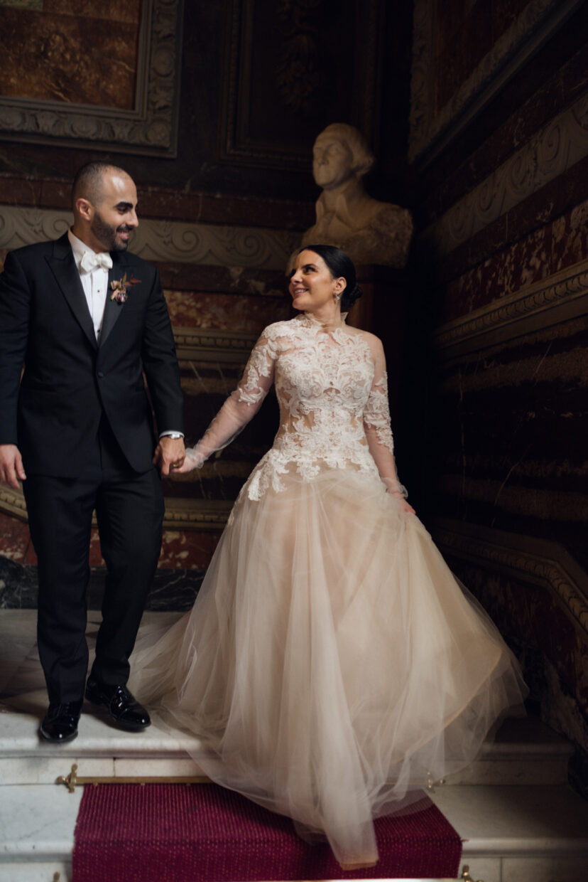 Couple portrait for their wedding in Paris